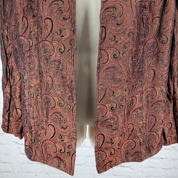 VTG Karen Miller Red & Gold Metallic Brocade Open Lined Jacket USA Made Size 16 - Picture 10 of 14